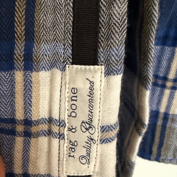 Rag & Bone Mens Fit 3 Beach checked/flannel Herringbone Plaid Button-Up Shirt XL - Picture 4 of 7
